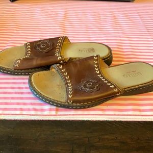 Black leather sandals